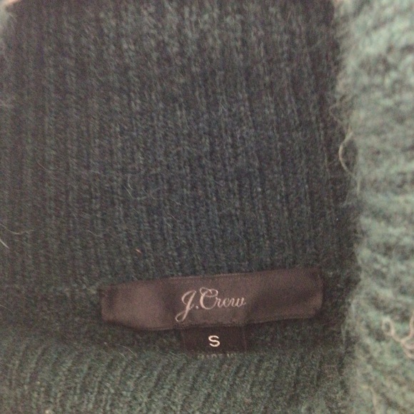 J Crew alpaca wool sweater women small green ruffle pullover - Picture 6 of 11